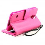 Wholesale Samsung Galaxy S5 Premium Flip Leather Wallet Case w Stand (Hot Pink)